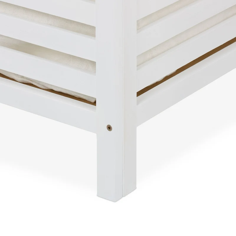 Coffre à linge moderne avec sac amovible 65,5 x 45 x 45 cm design salle de bain chambre en bois blanc 13_0018501
