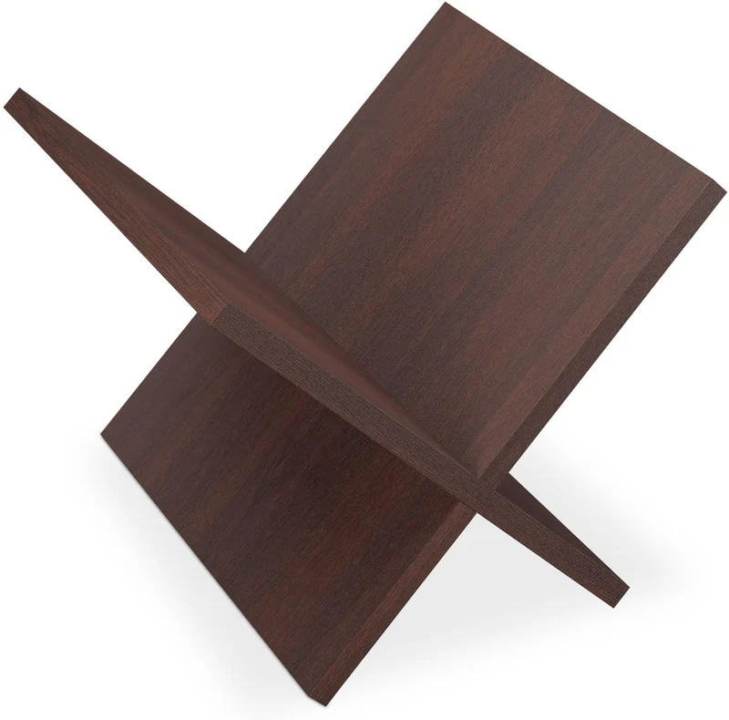 Porte-revues design en X 25,5 x 32 x 29 cm pratique pour salon couloir en bois brun foncé 13_0018499