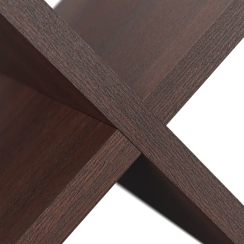 Porte-revues design en X 25,5 x 32 x 29 cm pratique pour salon couloir en bois brun foncé 13_0018499