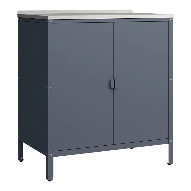 Armoire étagère meuble de rangement de jardin 92 x 80 x 50 cm acier laqué gris mat 03_0008880