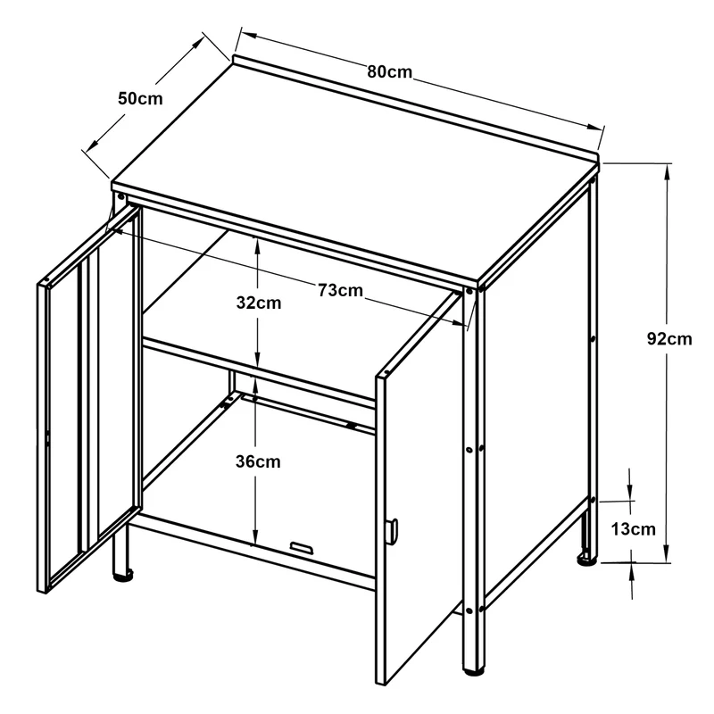 Armoire étagère meuble de rangement de jardin 92 x 80 x 50 cm acier laqué gris mat 03_0008880