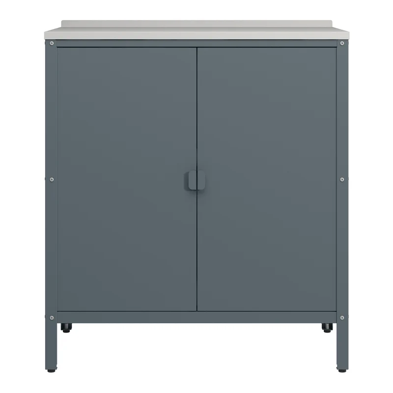 Armoire étagère meuble de rangement de jardin 92 x 80 x 50 cm acier laqué gris mat 03_0008880