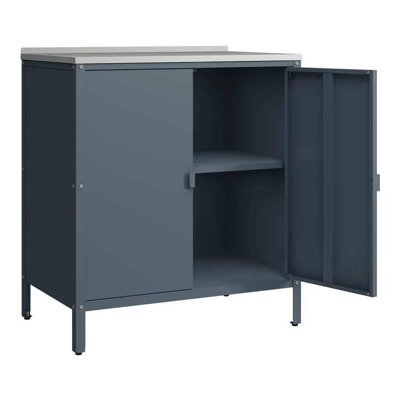 Armoire étagère meuble de rangement de jardin 92 x 80 x 50 cm acier laqué gris mat 03_0008880
