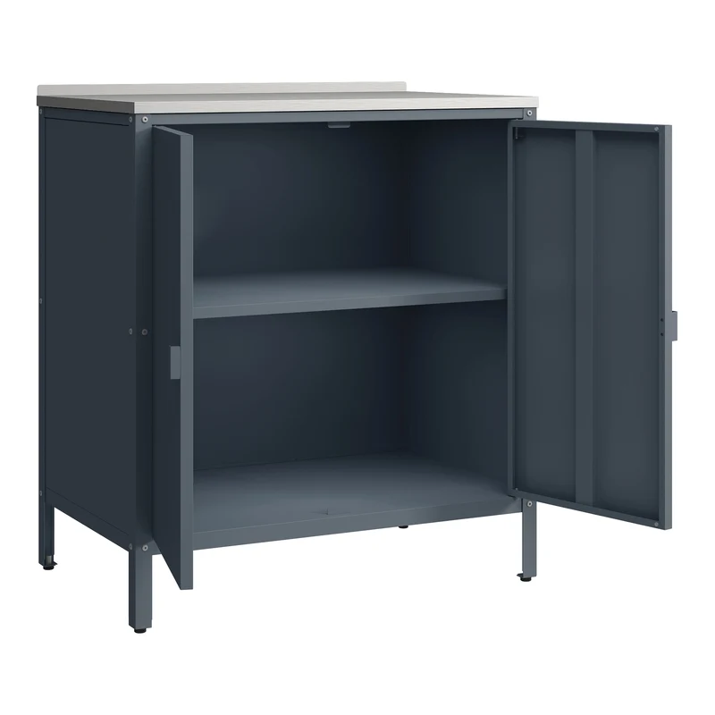 Armoire étagère meuble de rangement de jardin 92 x 80 x 50 cm acier laqué gris mat 03_0008880