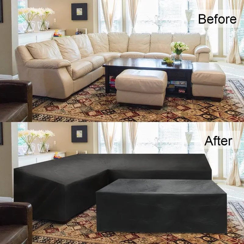 JARSOFA - Housse de jardin pour canapé d'extérieur imperméable robuste en forme de L