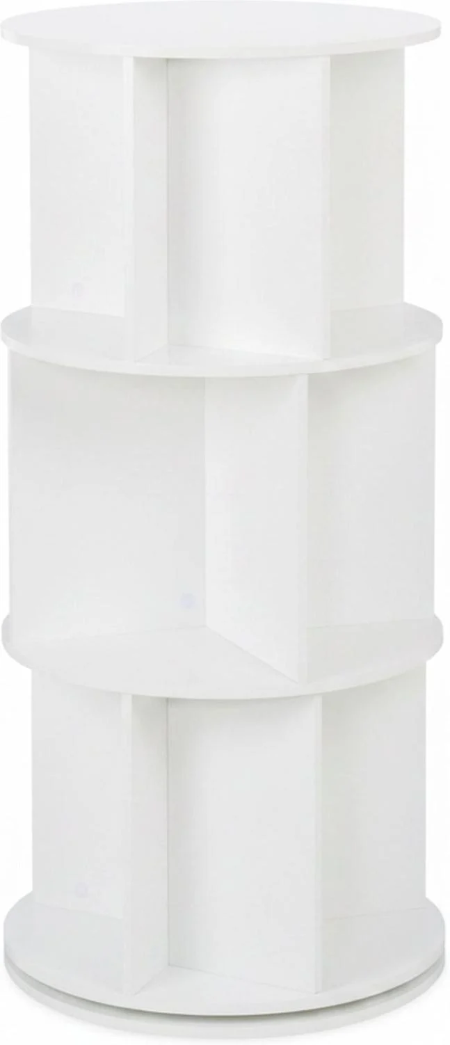 Bibliothèque rotative compacte design moderne rangement 104 x 50 cm en MDF blanc 13_0018496