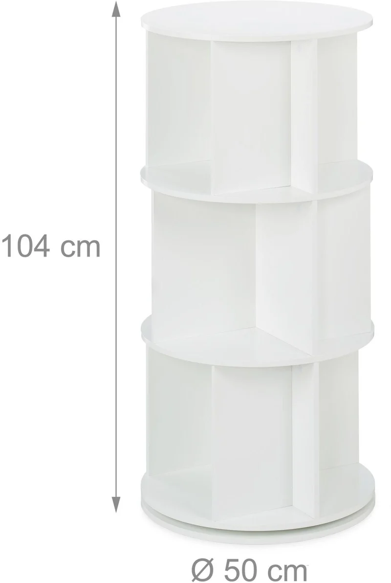 Bibliothèque rotative compacte design moderne rangement 104 x 50 cm en MDF blanc 13_0018496