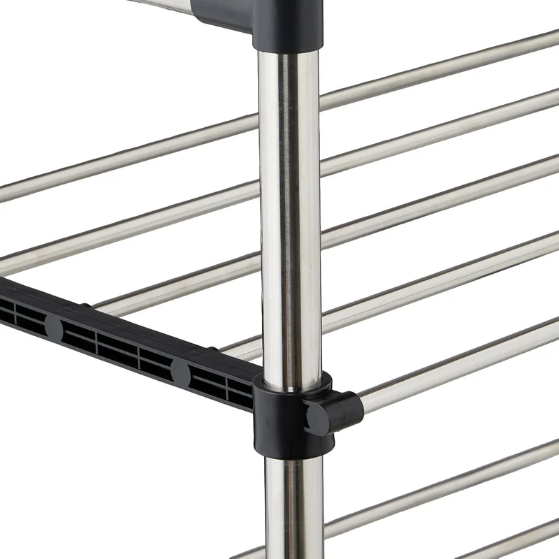 Porte-manteau flexible sur pied réglable avec roulettes 147 x 84 x 42 cm en inox noir 13_0018567