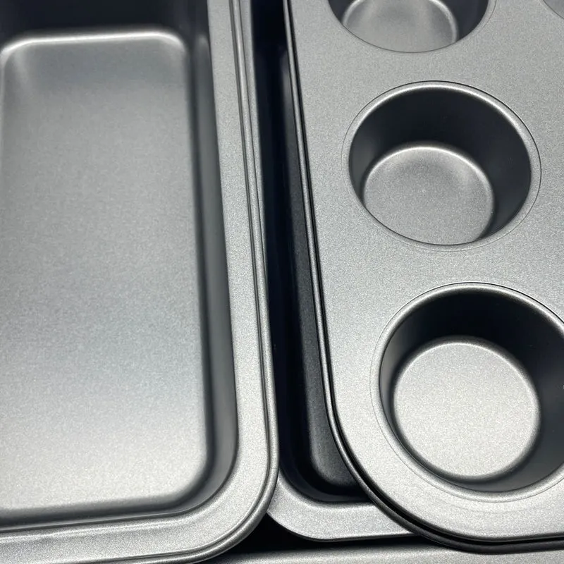 Lot de 4 moules à pâtisserie antiadhésifs pour gâteaux et plats à rôtir 3 x 26,5 x 18 cm en acier carbone gris foncé 13_0018589