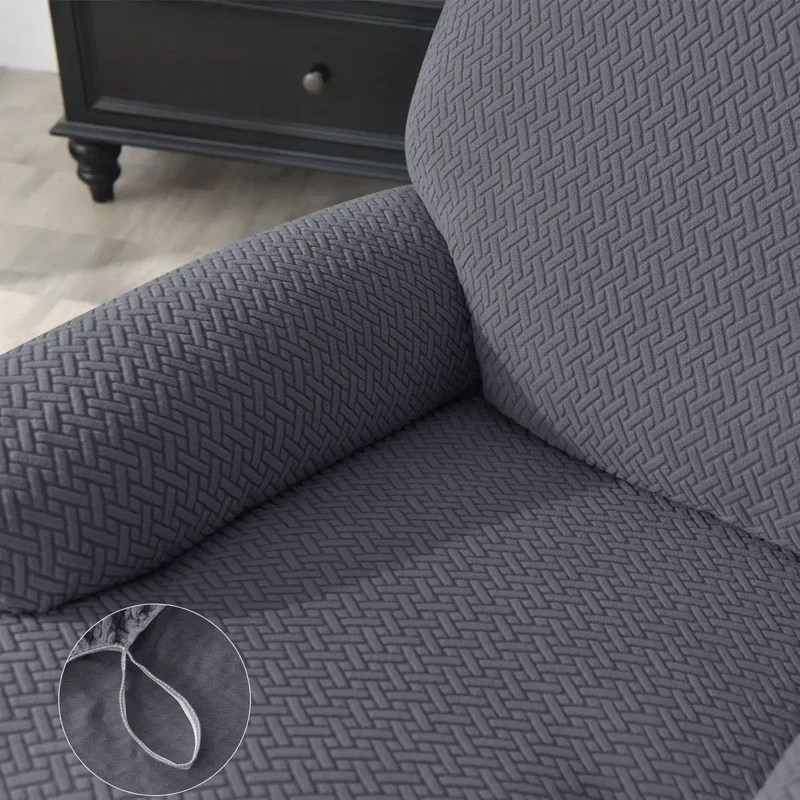 NOGENT - Housse de fauteuil et canapé de relaxation avec partie inclinable en tissu jacquard