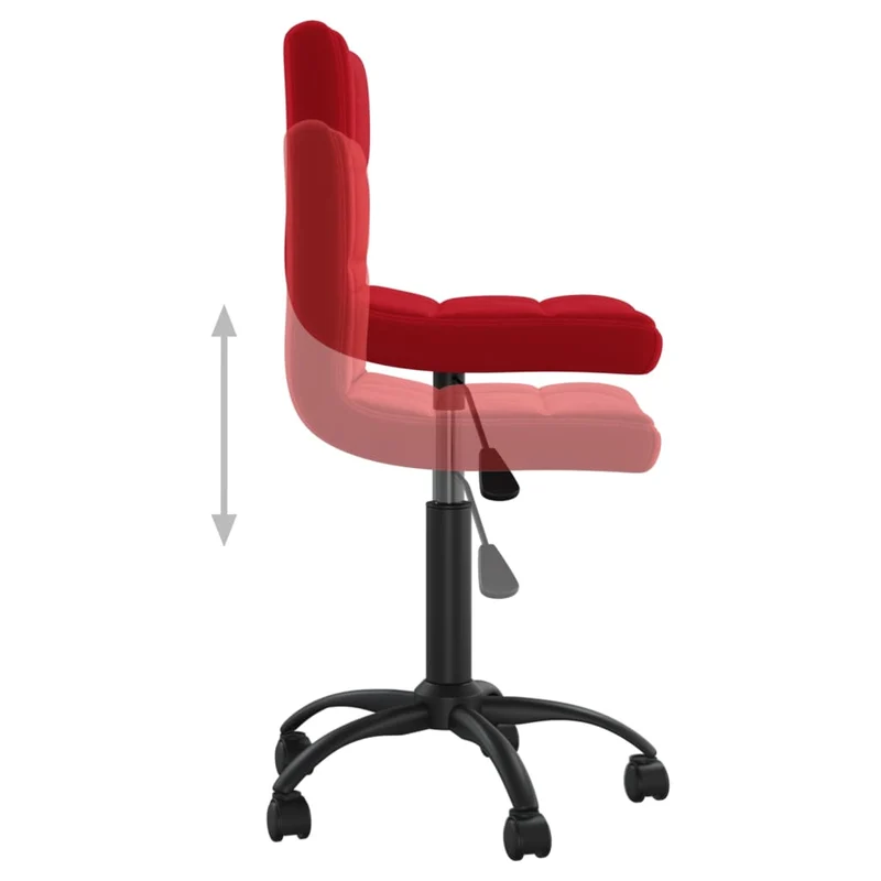 Chaise fauteuil siège pivotante de bureau informatique étude velours rouge 02_0024175