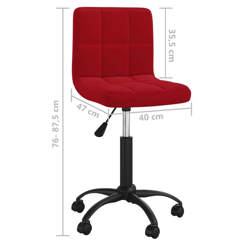 Chaise fauteuil siège pivotante de bureau informatique étude velours rouge 02_0024175