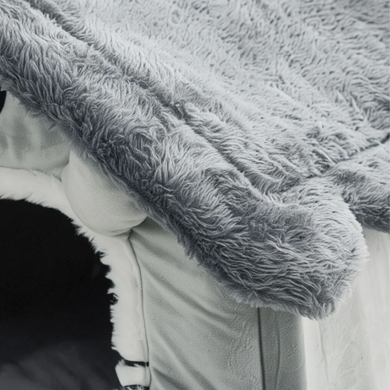 Grotte pour chat cosy design moderne 38 x 45 x 50 cm avec coussin amovible en polyester gris 13_0018699