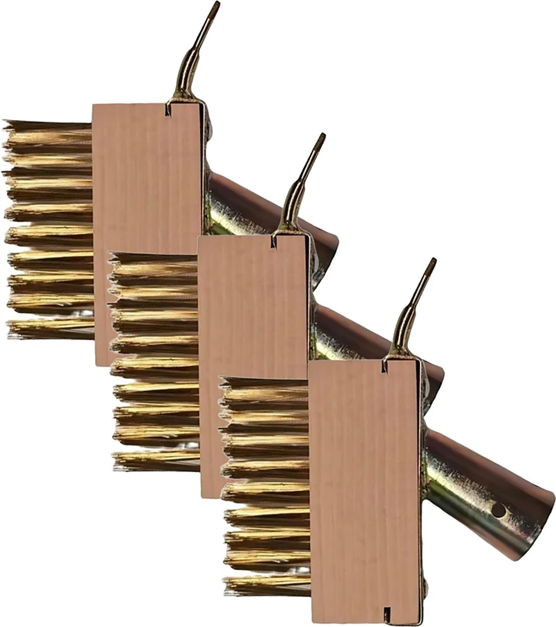 Lot de 3 brosses à joints jardin terrasse 12 x 14 x 3,5 cm nettoyage efficace finition naturelle en hêtre doré 13_0018692