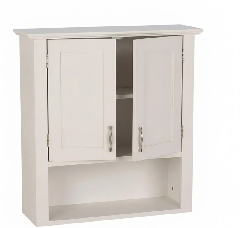Armoire murale compacte style campagnard salle de bain cuisine 62 x 58 x 20 cm en MDF blanc 13_0018686