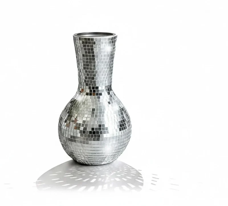 Vase décoratif glamour style contemporain 28 x 14 cm ambiance cosy en verre argent 13_0018613