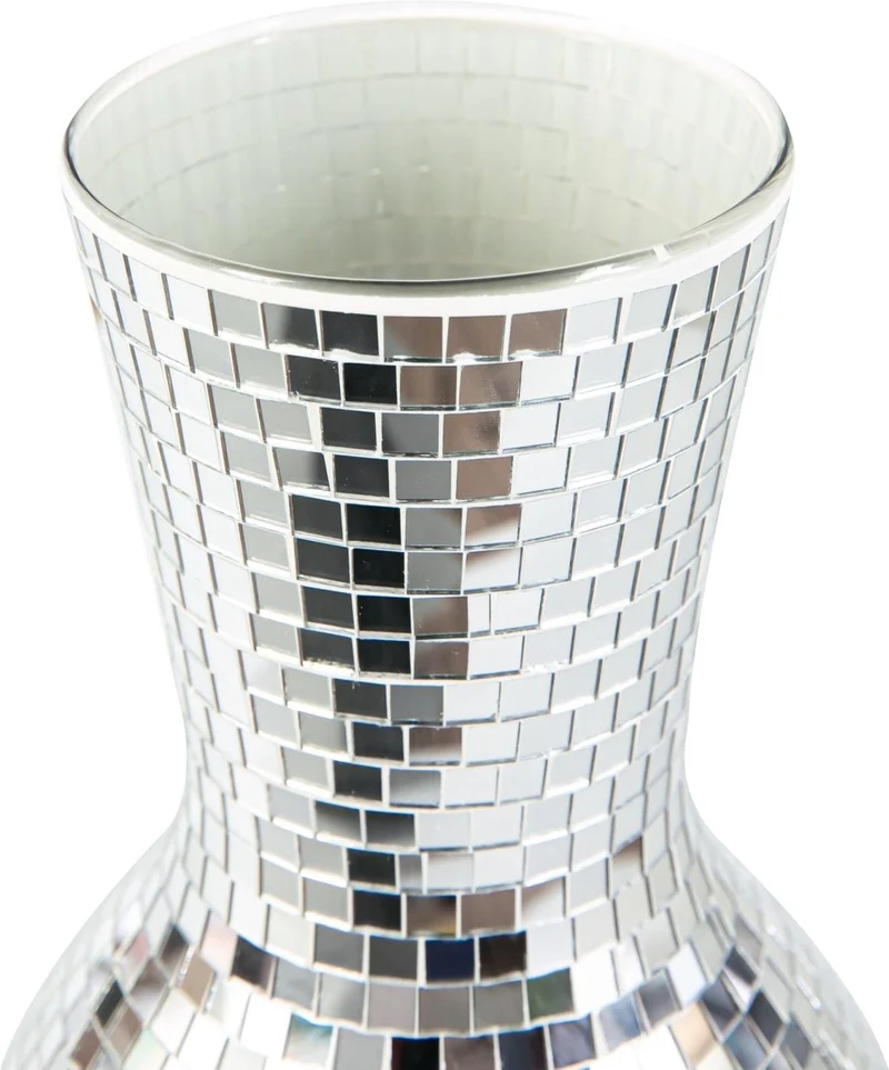 Vase décoratif glamour style contemporain 28 x 14 cm ambiance cosy en verre argent 13_0018613