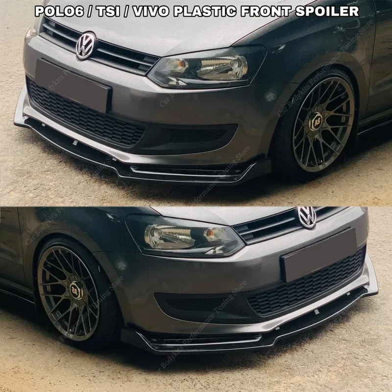 Lame Avant VW Polo MK5 6R 6C 2010-2017 Noir Brillant 3 Éléments