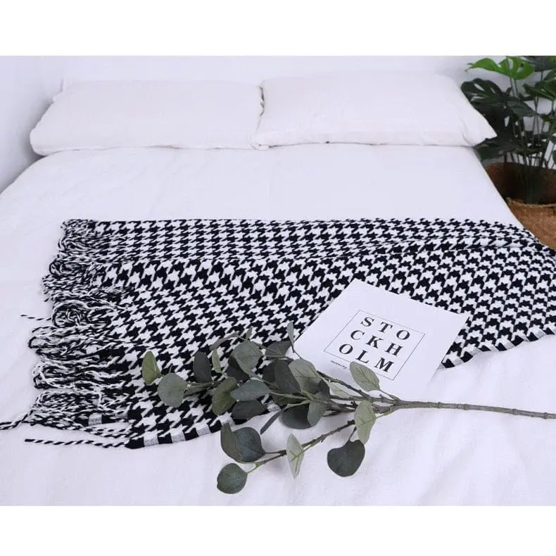 TSINGA - Plaid canapé décoratif noir et blanc