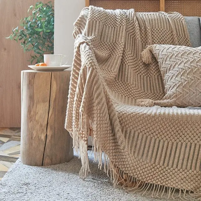 WINNYL - Plaid canapé en chenille tricoté