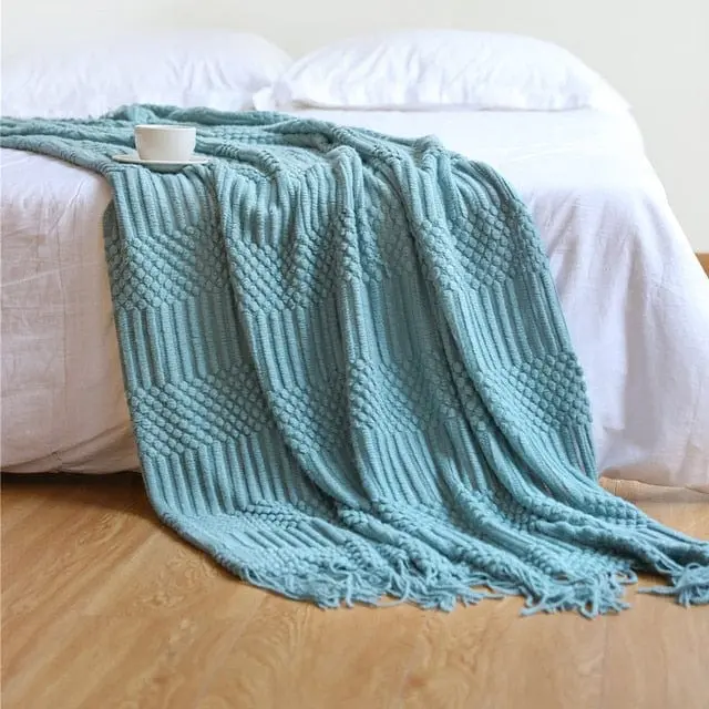 WINNYL - Plaid canapé en chenille tricoté