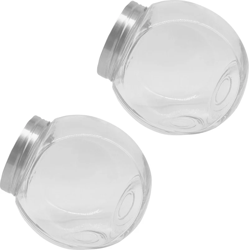 Lot de 2 bocaux de conservation transparents 18 x 17,5 x 12 cm design élégant hermétique en verre transparent 13_0018606
