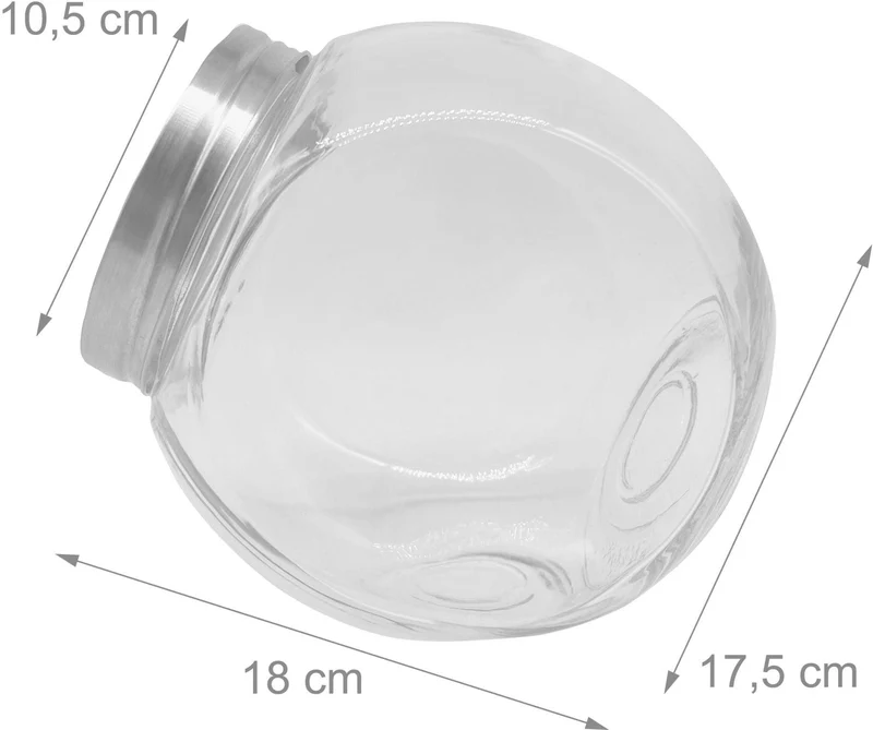 Lot de 2 bocaux de conservation transparents 18 x 17,5 x 12 cm design élégant hermétique en verre transparent 13_0018606