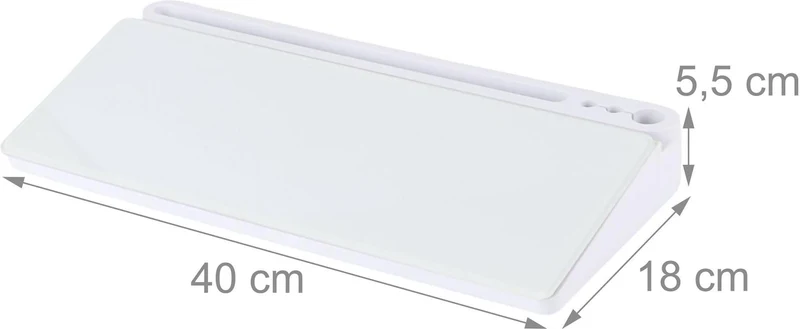 Organiseur de bureau avec tableau blanc 5,5 x 40 x 18 cm 8 compartiments pratique moderne en plastique blanc 13_0018604
