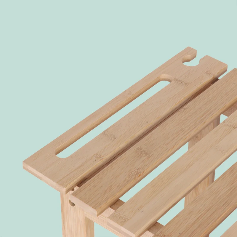 Tabouret de bain avec tablette pratique salle de bain 42 x 53 x 33 cm en bambou naturel 13_0018667
