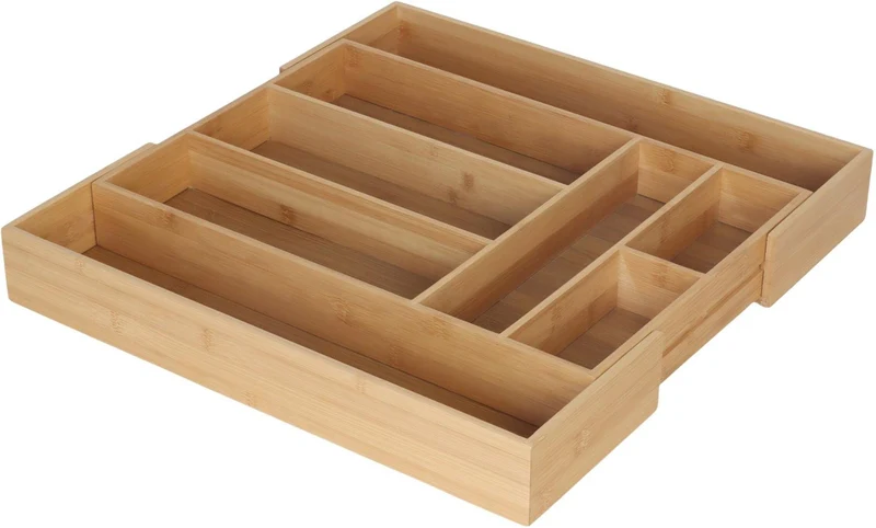 Range-couverts extensible en bambou léger 6 compartiments adaptable tiroirs cuisine design naturel 13_0018664