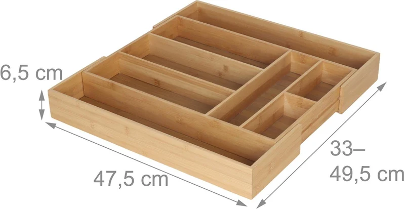 Range-couverts extensible en bambou léger 6 compartiments adaptable tiroirs cuisine design naturel 13_0018664