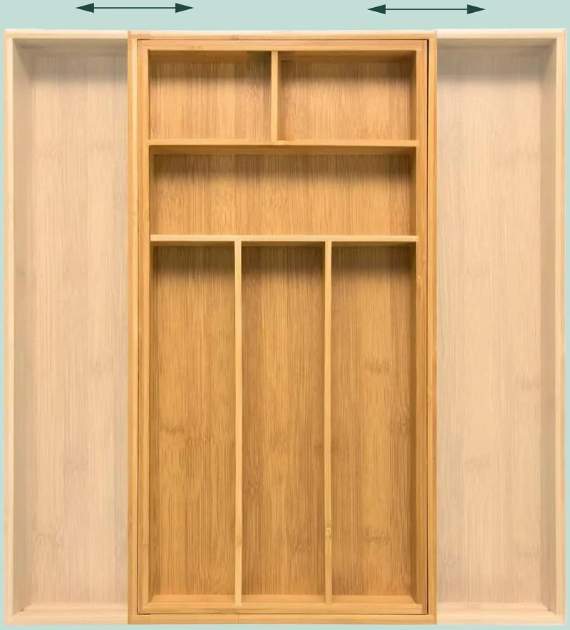Range-couverts extensible en bambou léger 6 compartiments adaptable tiroirs cuisine design naturel 13_0018664