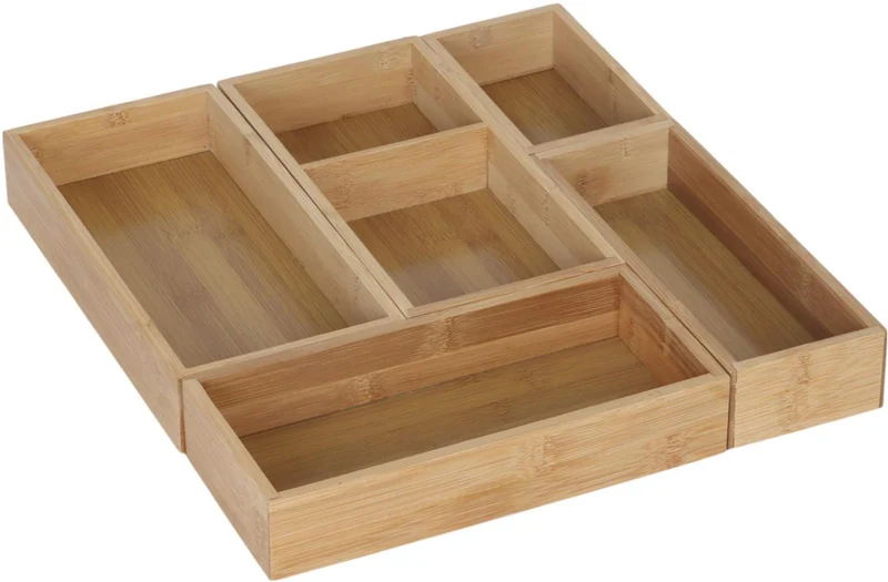 Lot de 5 inserts universels pour tiroirs cuisine salle de bain bureau 5 x 12,5 x 27 cm en bambou naturel 13_0018662