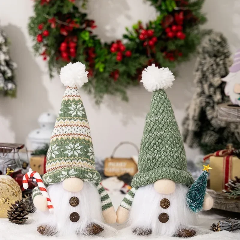 Gnomes de Noël Tricotés Lumineux (Lot de 2 pièces)