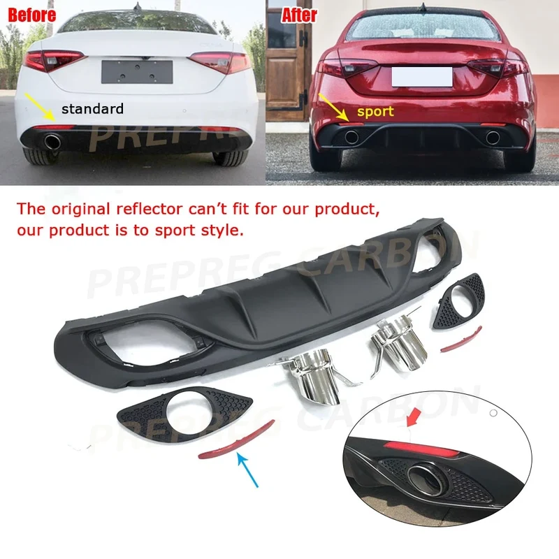 Diffuseur Arrière Alfa Romeo Giulia 2016-2018 Style Sport