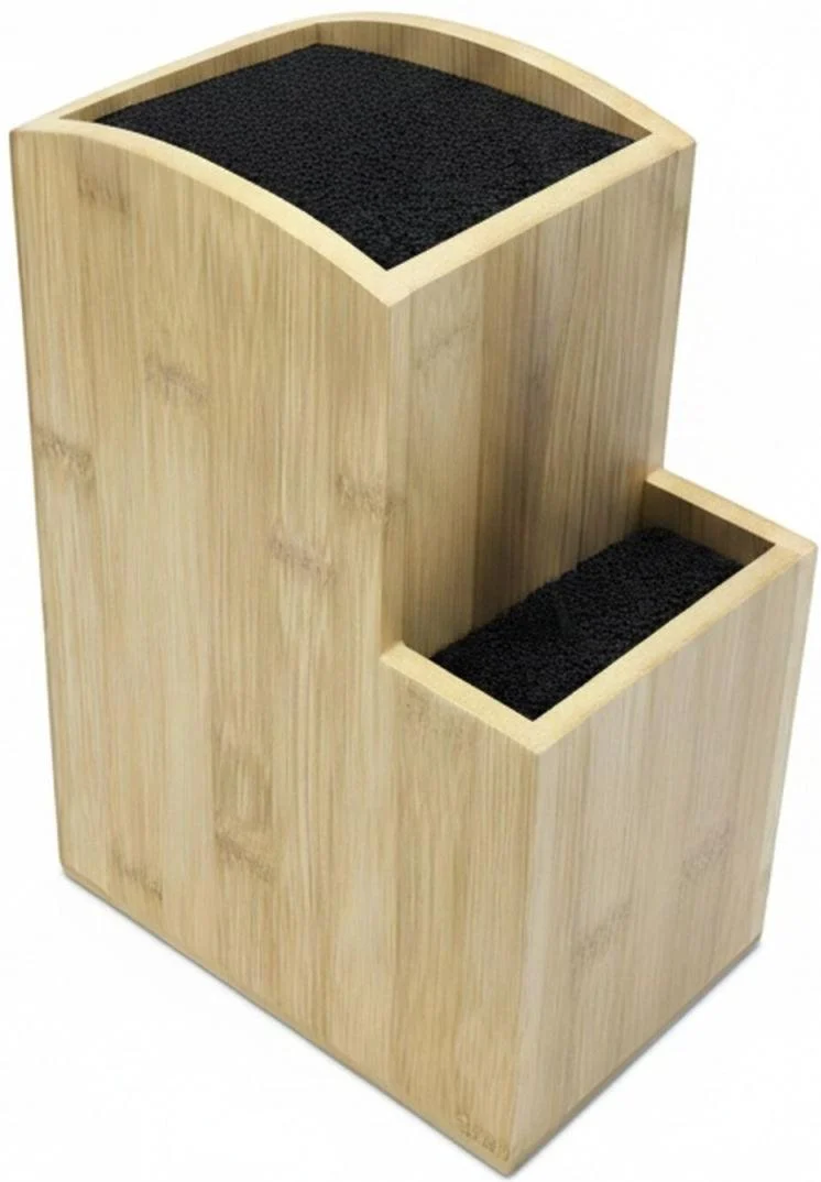 Bloc à couteaux à deux niveaux optimisé rangement pratique 25,5 x 11,5 x 18 cm en bambou noir 13_0018637