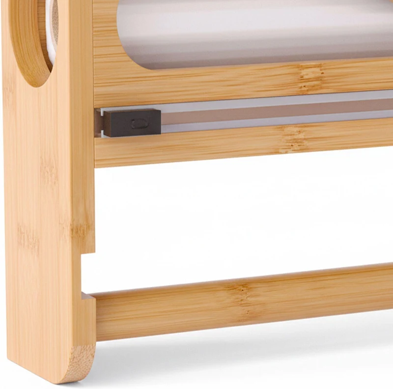 Support mural pour rouleaux de cuisine pratique 27 x 35 x 7 cm avec coupe-film et rangement optimisé en bambou naturel 13_0018635
