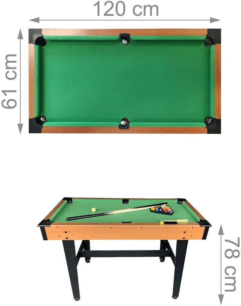 Table de billard compacte avec accessoires 78 x 120 x 61 cm plaisir de jeu authentique style moderne en MDF vert 13_0018632