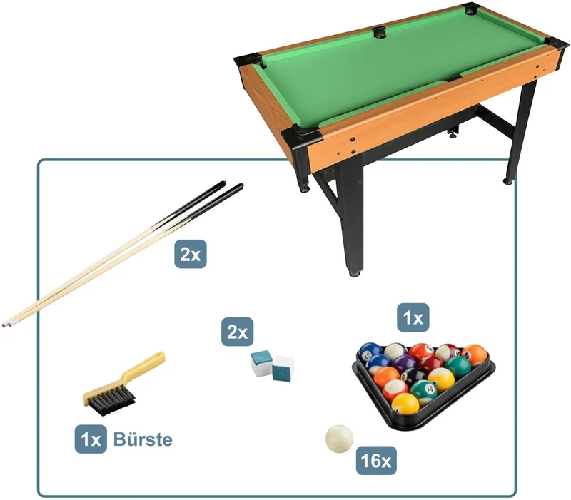 Table de billard compacte avec accessoires 78 x 120 x 61 cm plaisir de jeu authentique style moderne en MDF vert 13_0018632
