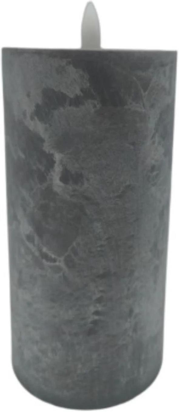 Lot de 3 bougies LED ambiance cosy moderne 12,5 x 7,5 cm 14,5 x 7,5 cm 16,5 x 7,5 cm en cire gris 13_0018631