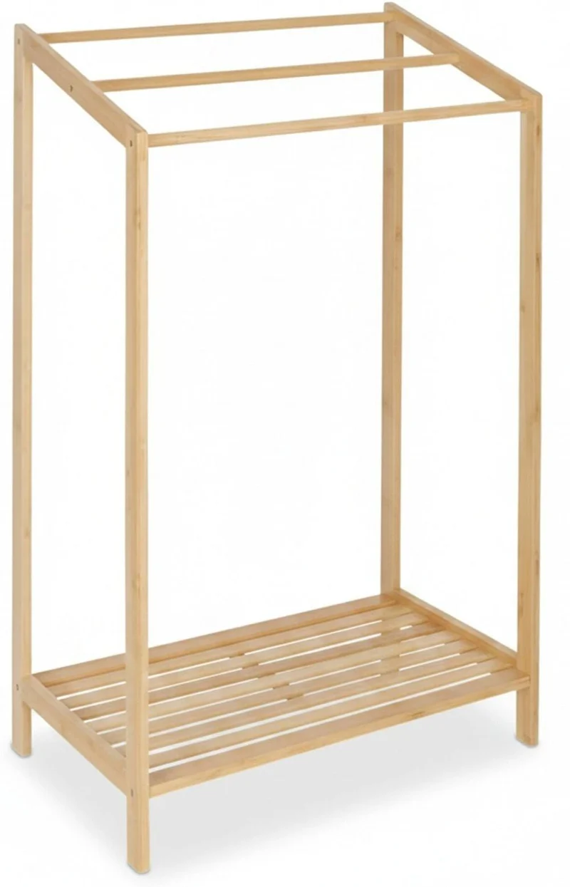 Porte-serviettes moderne 86 x 52,5 x 32 cm avec tablette rangement pratique salle de bain en bambou naturel 13_0018630