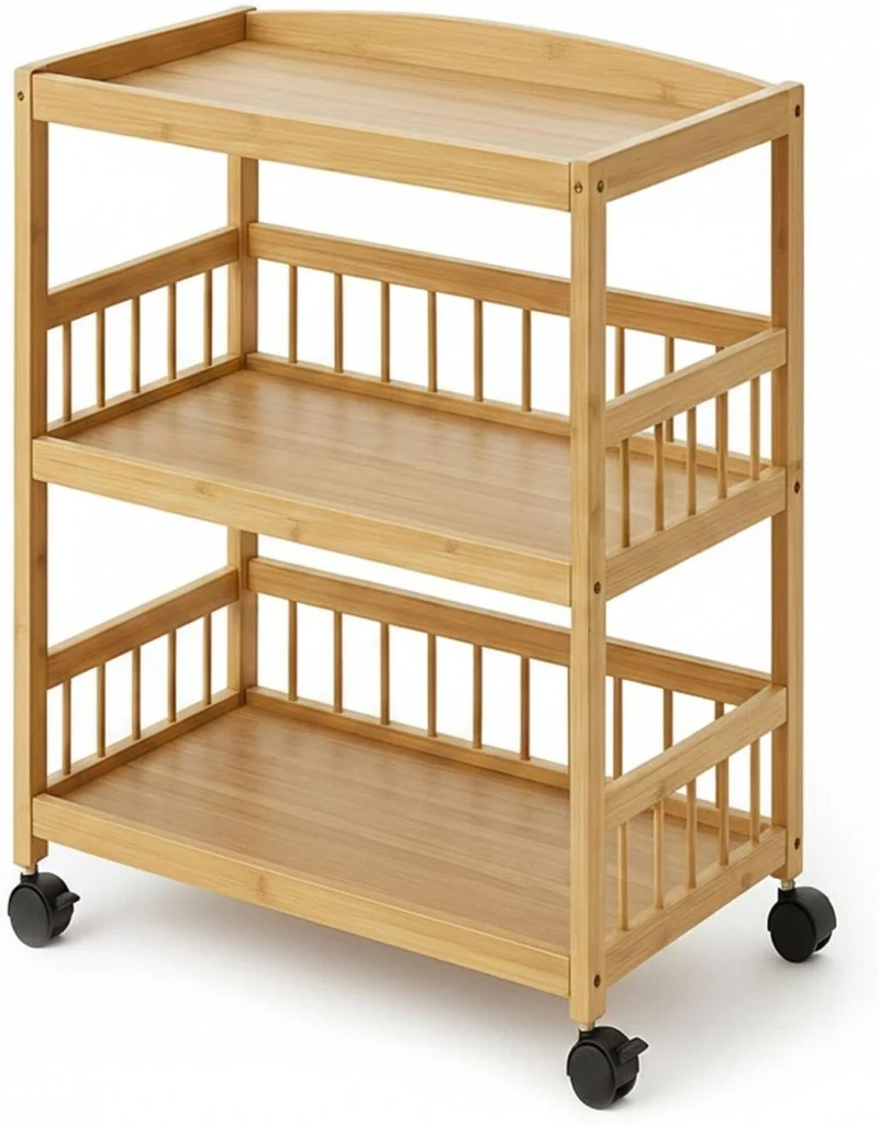 Chariot de cuisine étroit 80 x 53 x 30 cm 3 étagères pratiques ambiance chaleureuse en bambou naturel 13_0018681