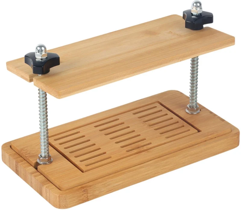 Presse à tofu ergonomique design moderne 17,5 x 25,5 x 14 cm idéale pour cuisine vegan en bambou brun 13_0018675