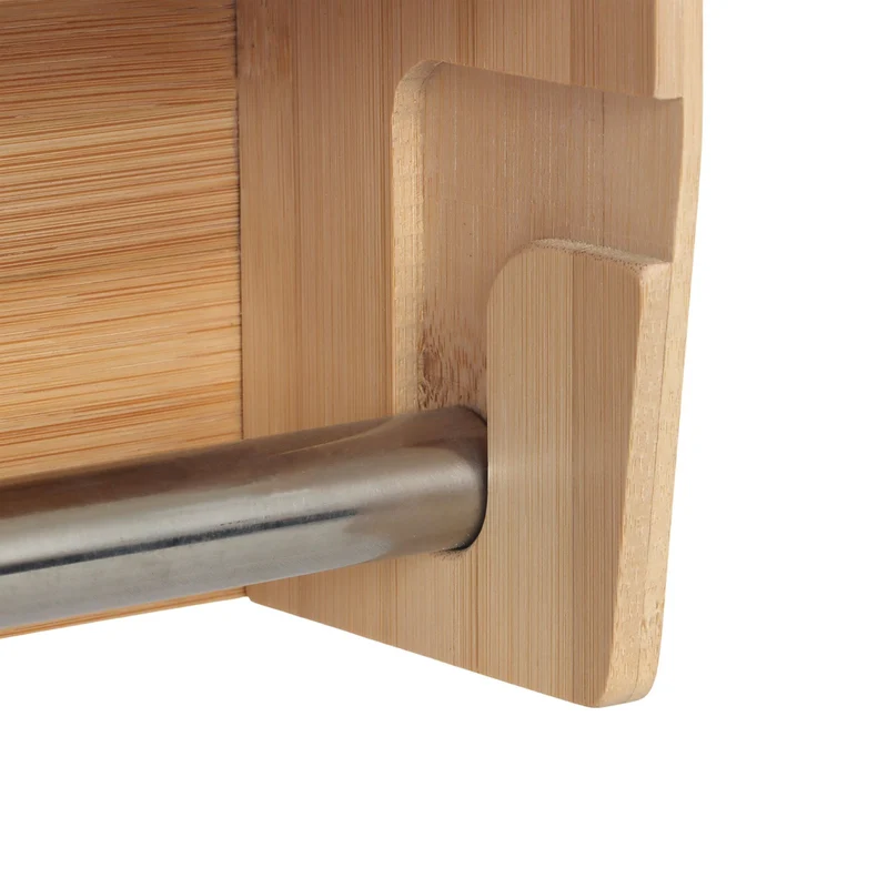 Porte-rouleaux mural pratique cuisine avec coupe-film intégré 25 x 37 x 10 cm en bambou bois naturel 13_0018674