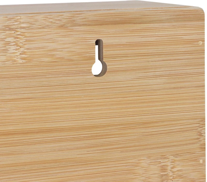 Porte-rouleaux mural pratique cuisine avec coupe-film intégré 25 x 37 x 10 cm en bambou bois naturel 13_0018674