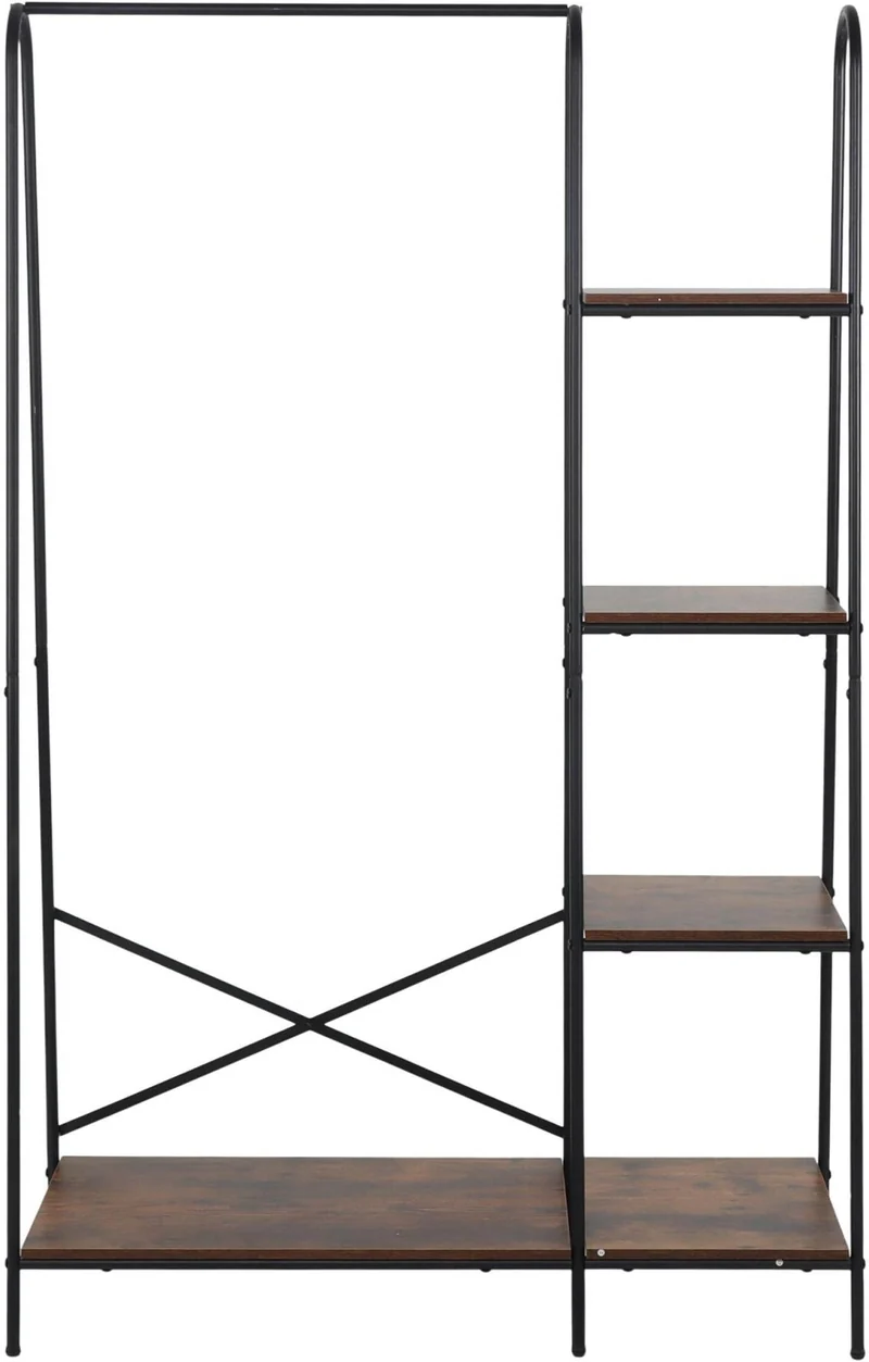 Porte-manteau avec 5 étagères pour couloir chambre 160 x 100 x 40 cm design moderne rangement optimisé en métal noir 13_0018672
