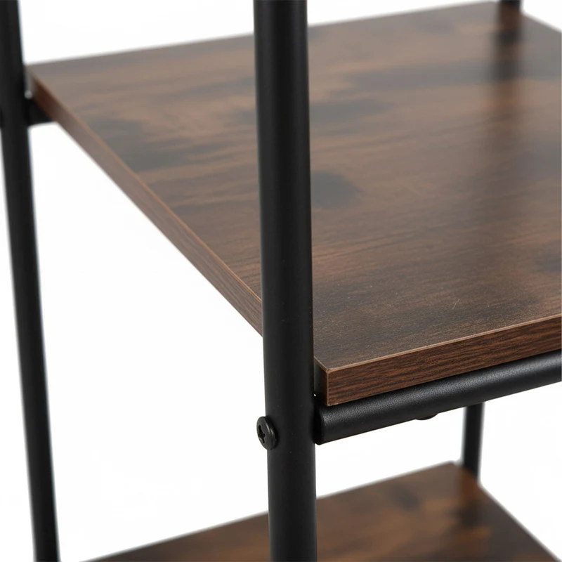 Porte-manteau avec 5 étagères pour couloir chambre 160 x 100 x 40 cm design moderne rangement optimisé en métal noir 13_0018672