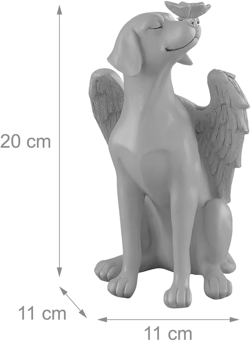 Statue d'ange funéraire pour chien 20 x 11 x 11 cm décor intempéries jardin mémoire en résine gris 13_0018703