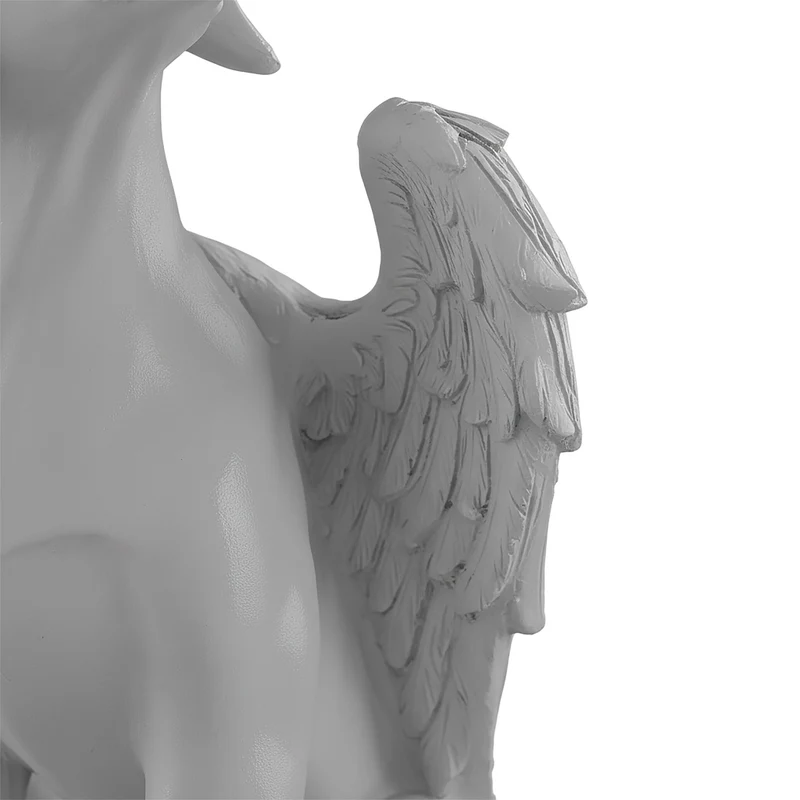 Statue d'ange funéraire pour chien 20 x 11 x 11 cm décor intempéries jardin mémoire en résine gris 13_0018703