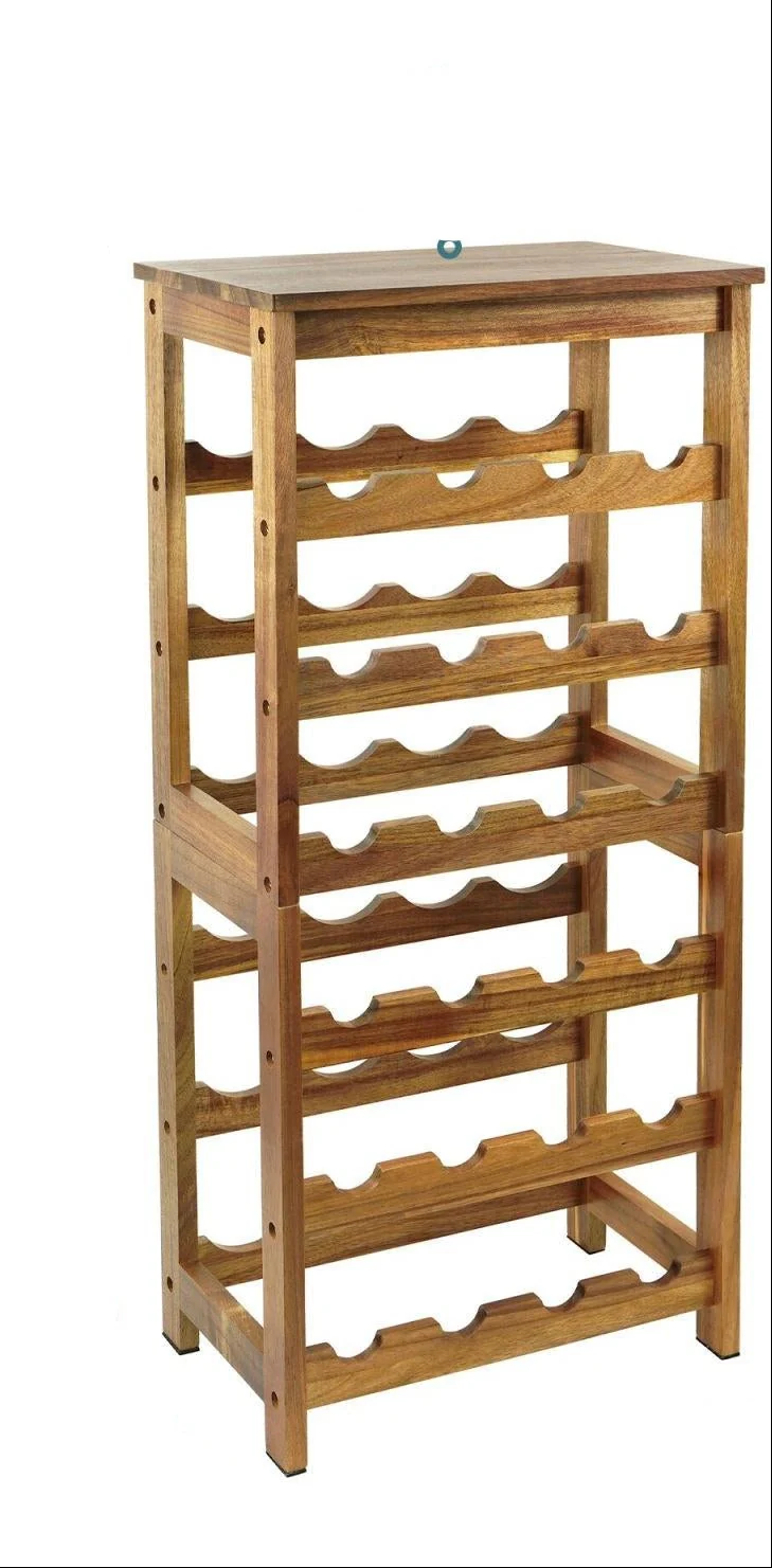 Casier à vin en acacia 82 x 36 x 24 cm pour 24 bouteilles design naturel élégant en acacia naturel 13_0018743